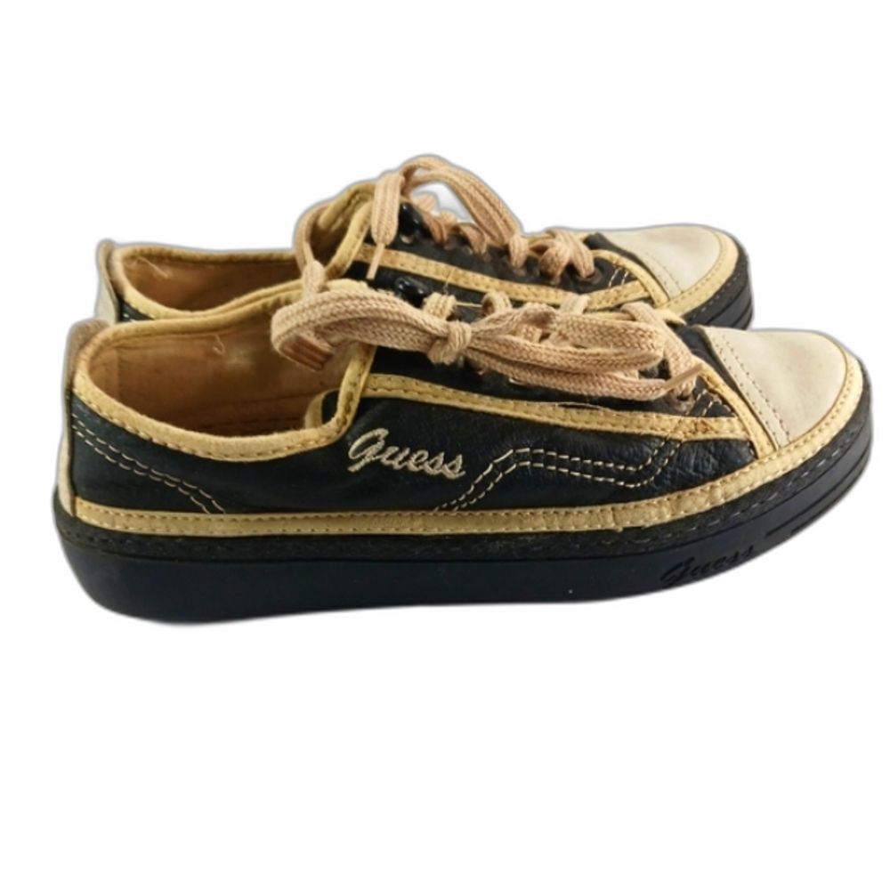 Guess Leather Canvas Sneakers Womens 9 Brown Platform Lace Up Shoe. Reto Italian